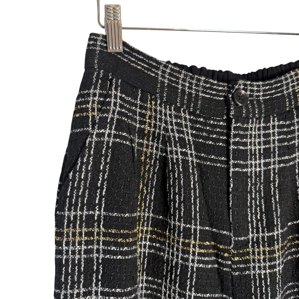 Slate & Willow Black Plaid Tweed Wide Leg High Rise Trouser Dress Pants Size M - Picture 8 of 14